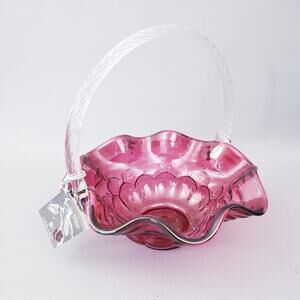 Fenton Cranberry Ruffled Edge Basket 8" 4243 CC